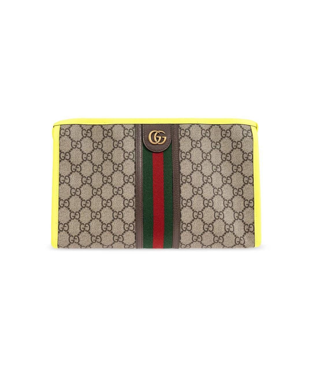 GUCCI Желтая кожаная папка для документов, фото 1