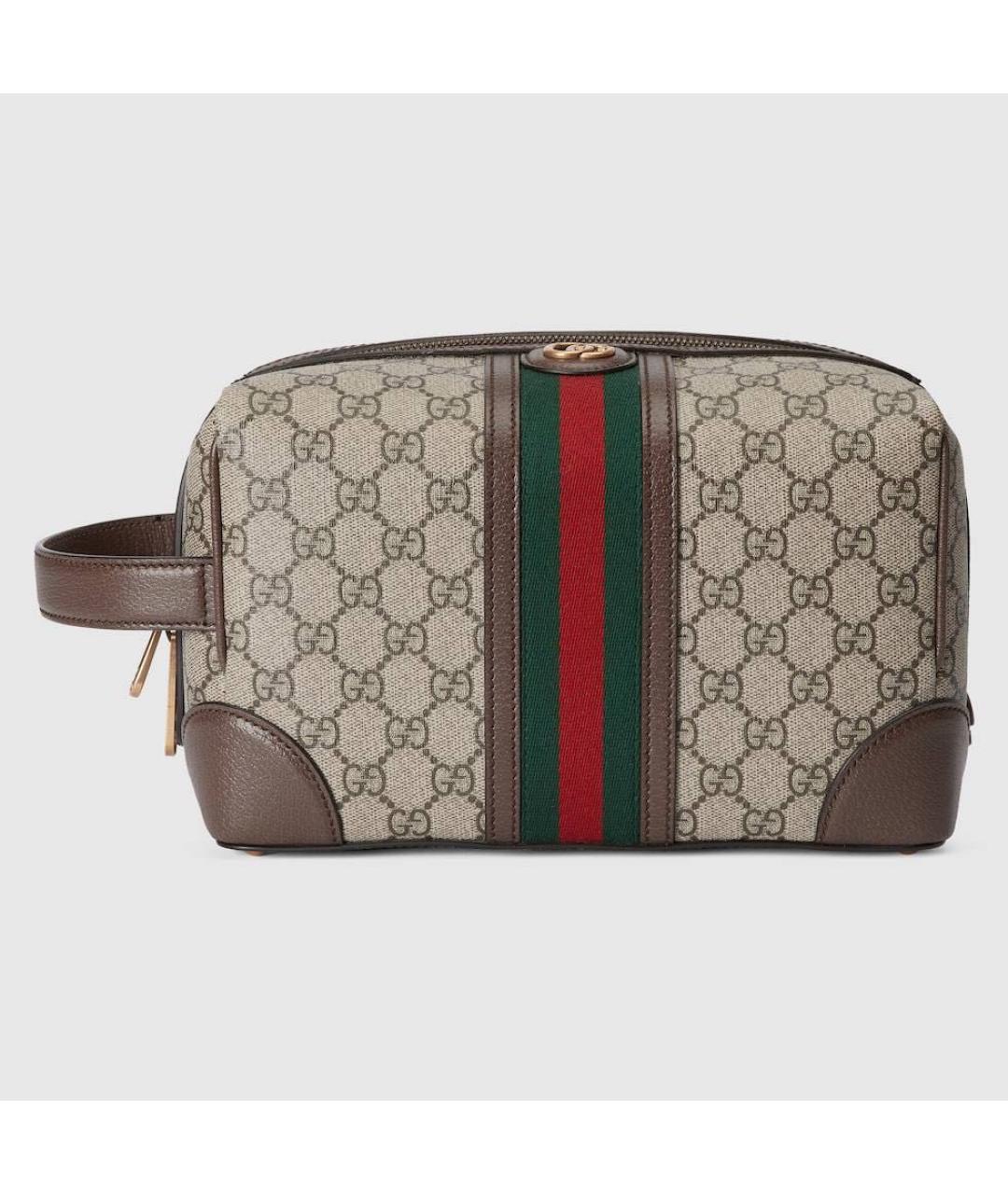 GUCCI Коричневая кожаная косметичка, фото 9