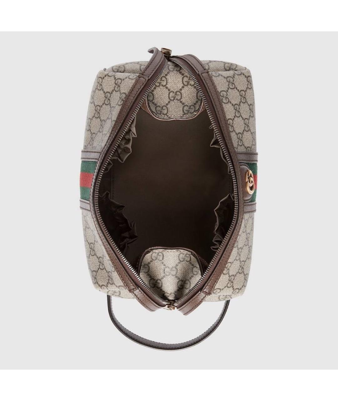 GUCCI Коричневая кожаная косметичка, фото 5