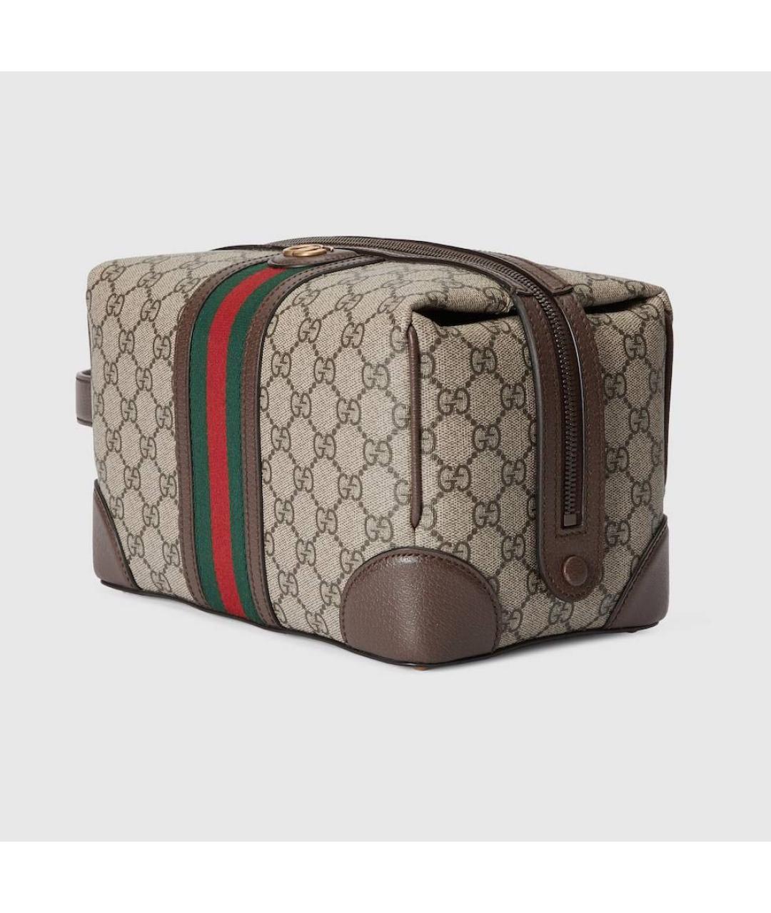 GUCCI Коричневая кожаная косметичка, фото 2