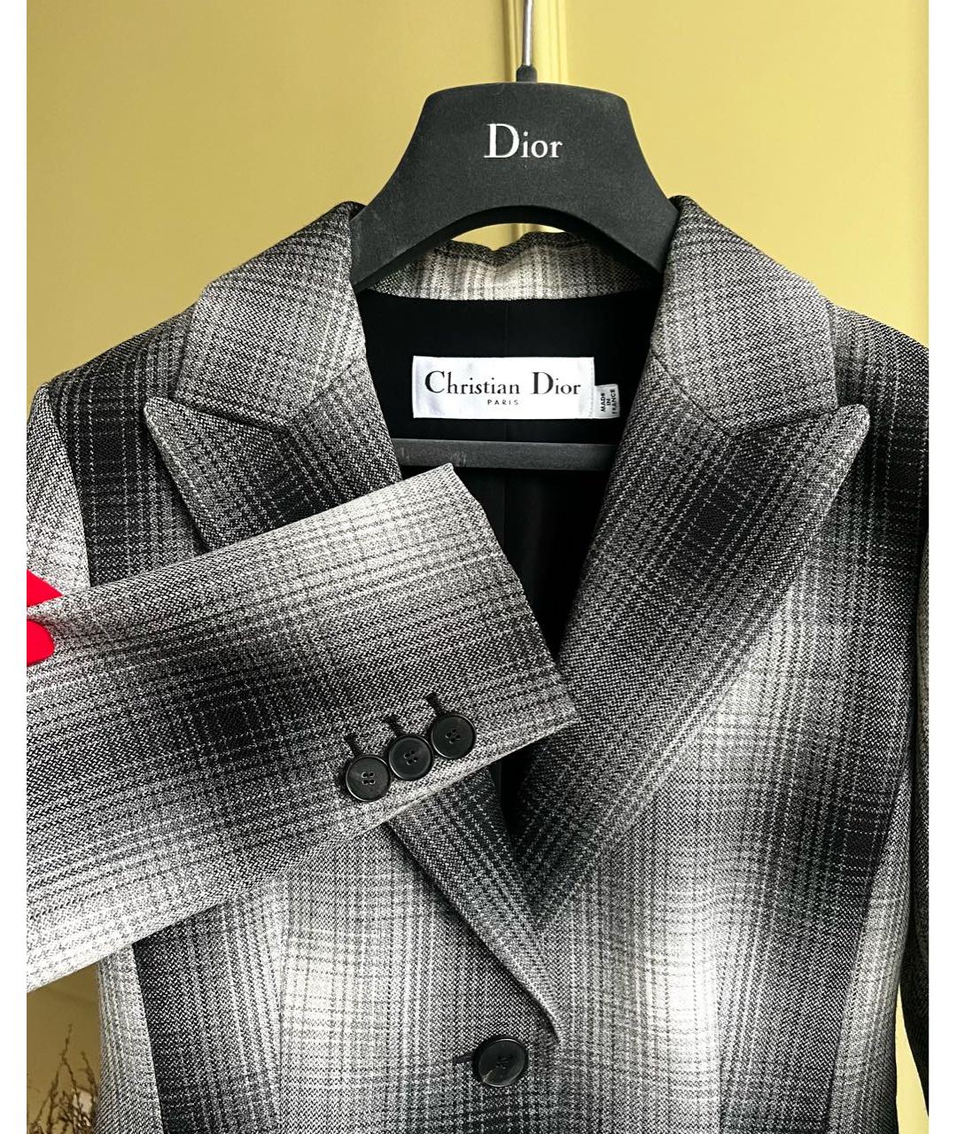 CHRISTIAN DIOR Серый шерстяной жакет/пиджак, фото 2