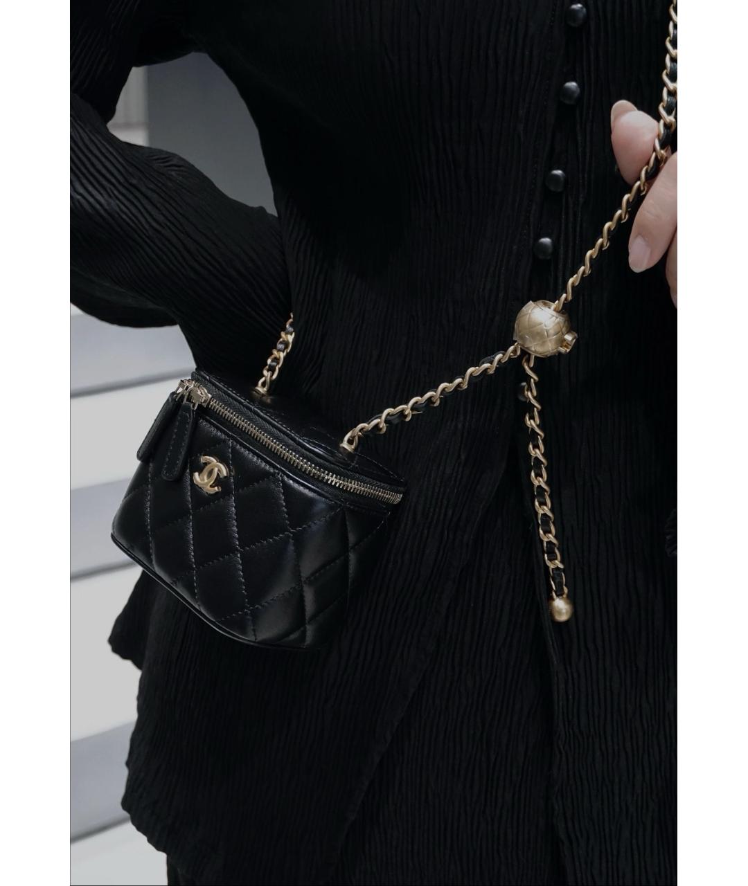 CHANEL Черная кожаная сумка через плечо, фото 6