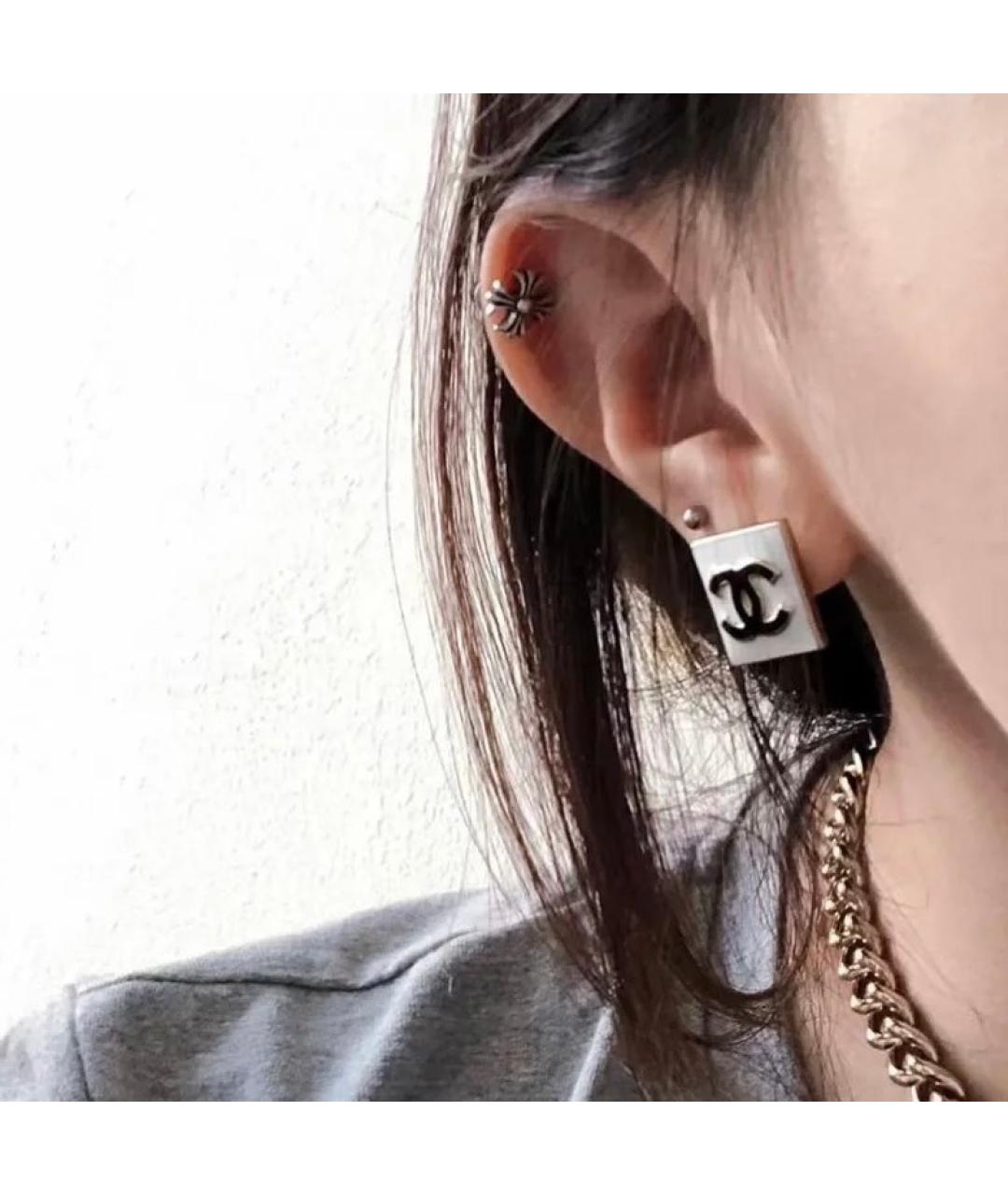 CHANEL Белые серьги, фото 5