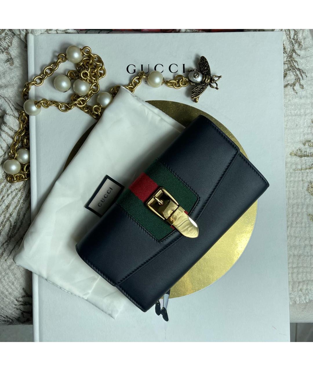 GUCCI Черный кожаный кошелек, фото 7