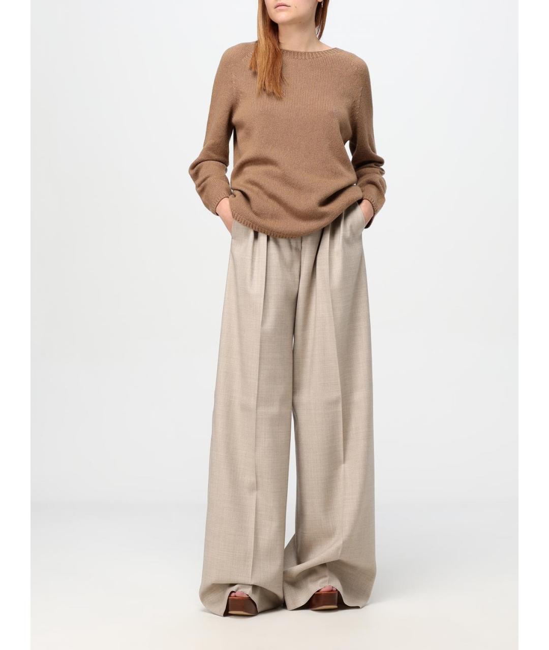 'S MAX MARA Бежевый шерстяной джемпер / свитер, фото 3