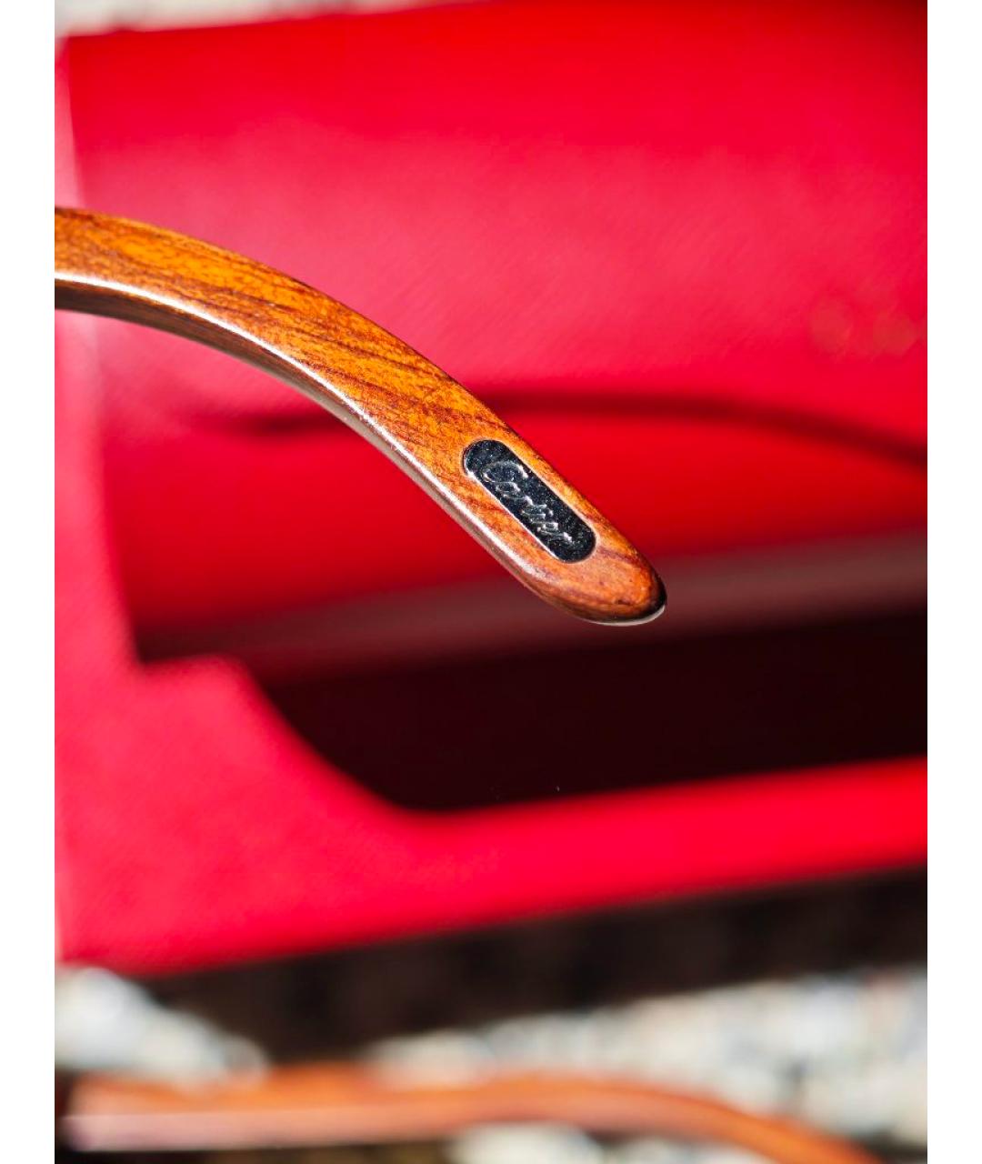 CARTIER Серебряные деревянные солнцезащитные очки, фото 5