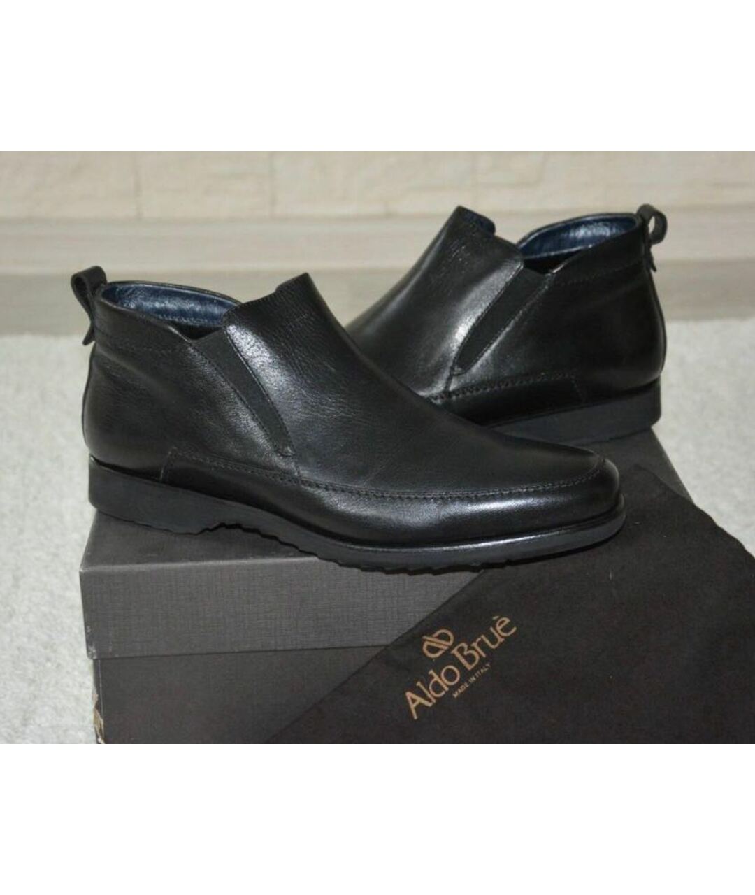 ALDO BRUE Черные кожаные высокие ботинки, фото 2