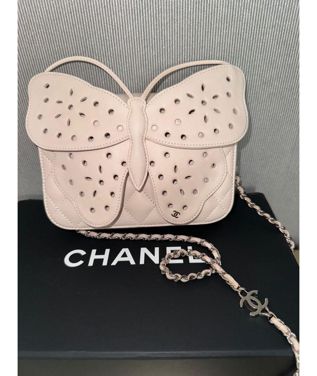 CHANEL Бежевая кожаная сумка через плечо, фото 7