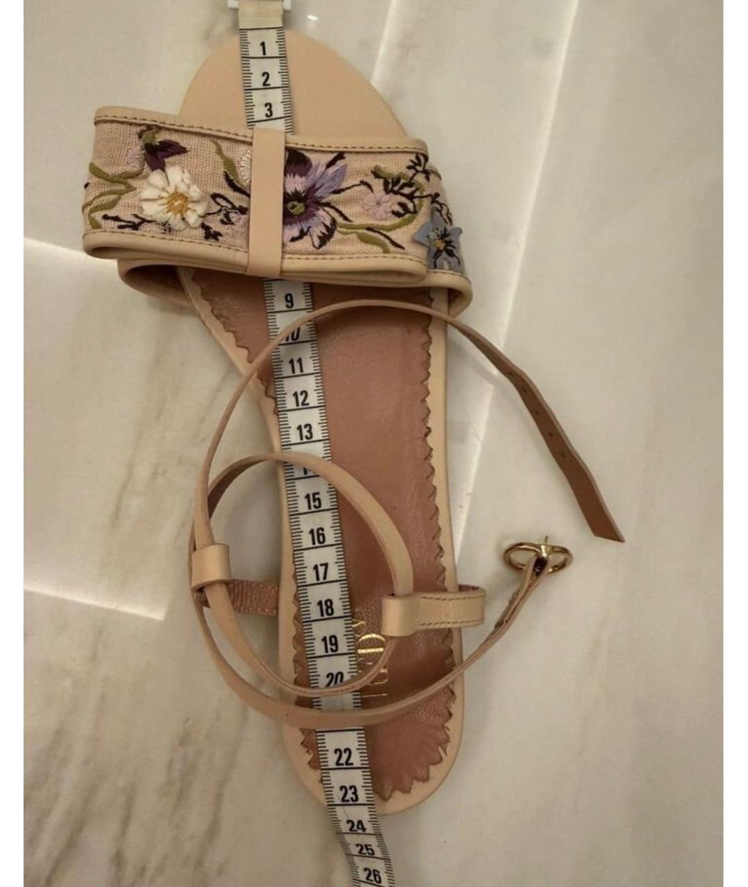 RED VALENTINO Бежевые кожаные сандалии, фото 6