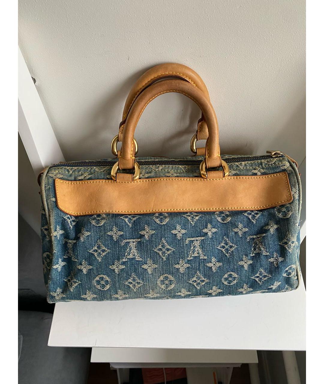 LOUIS VUITTON Синяя деним сумка с короткими ручками, фото 4