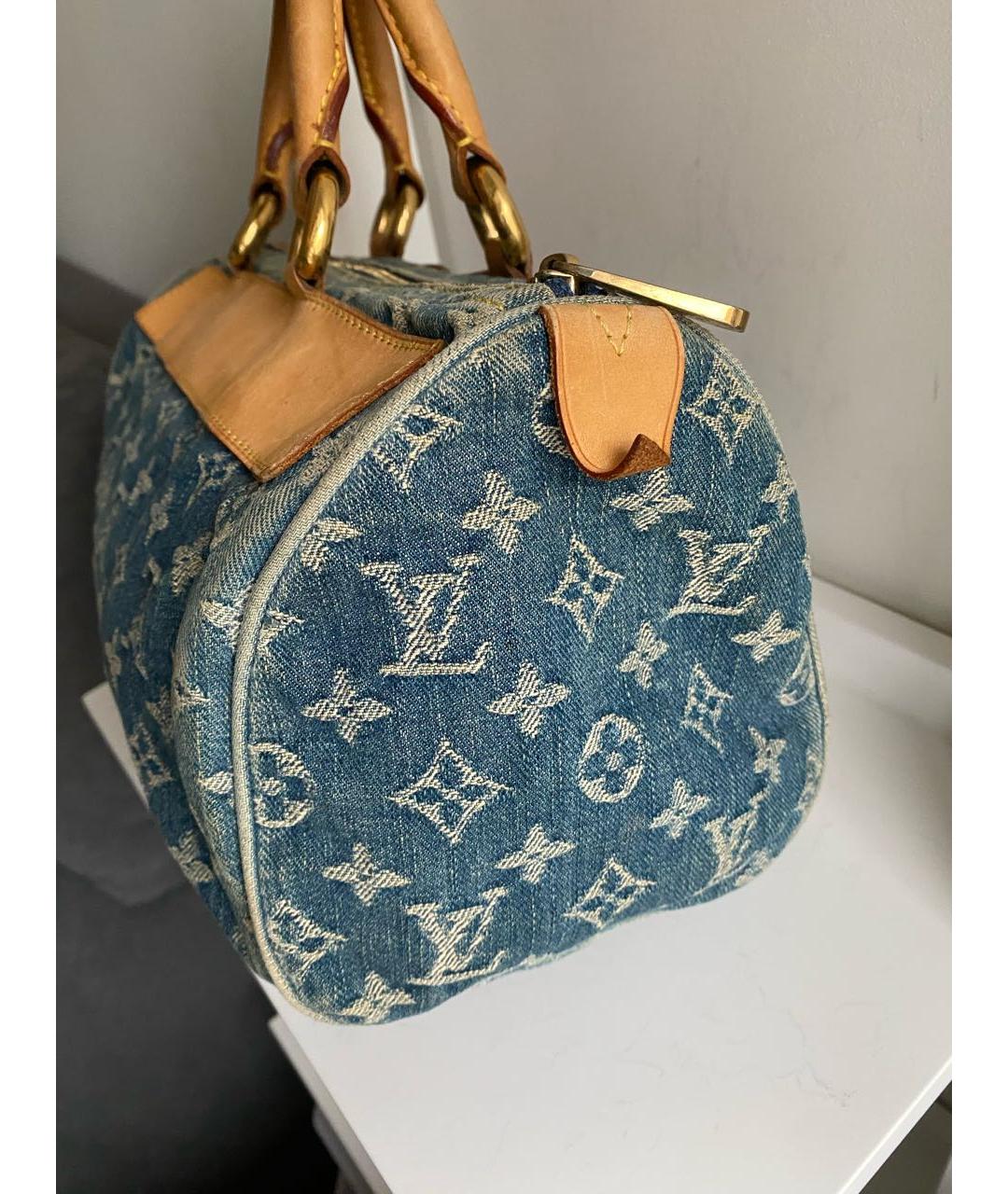 LOUIS VUITTON Синяя деним сумка с короткими ручками, фото 3