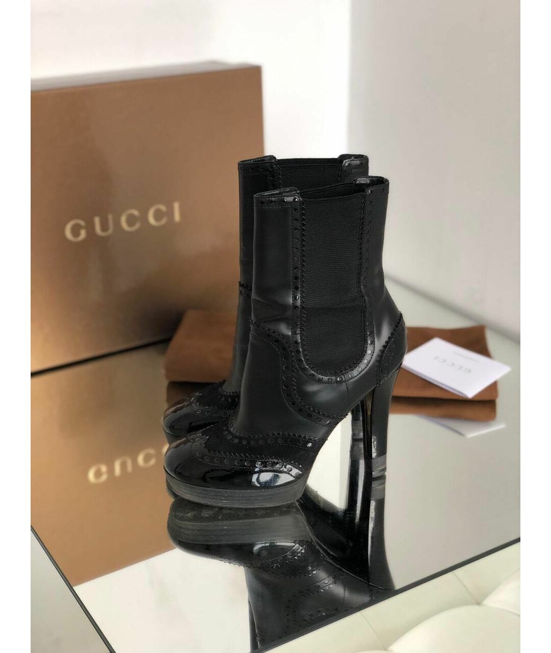 GUCCI Черные кожаные ботильоны, фото 2