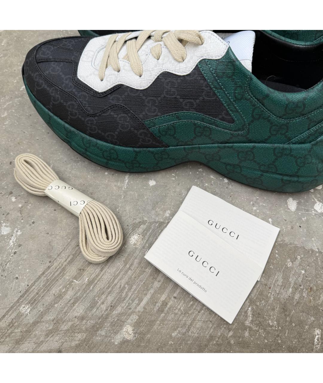 GUCCI Зеленые кожаные низкие кроссовки / кеды, фото 7
