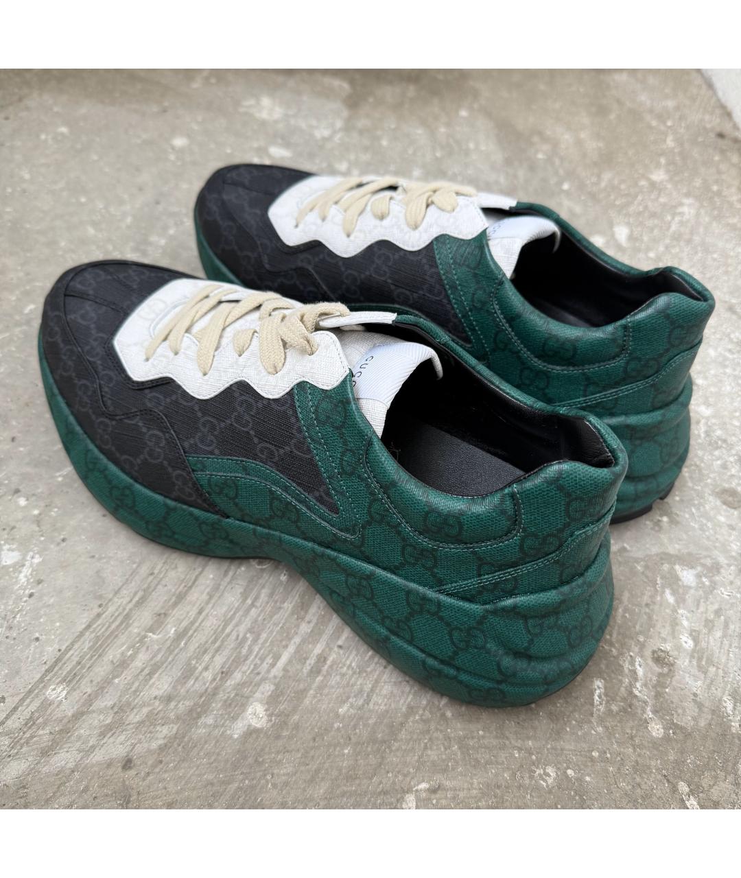 GUCCI Зеленые кожаные низкие кроссовки / кеды, фото 2