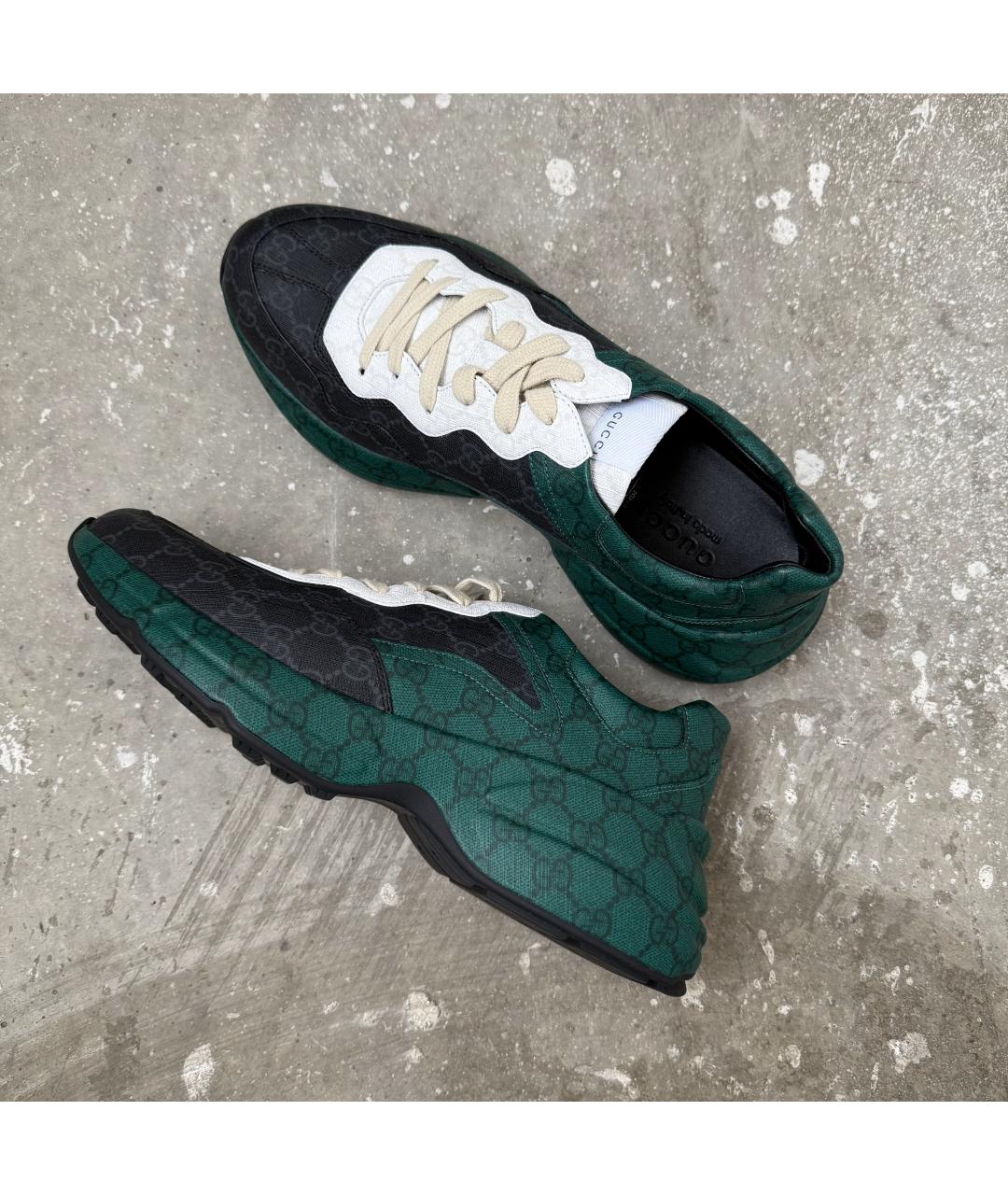 GUCCI Зеленые кожаные низкие кроссовки / кеды, фото 9