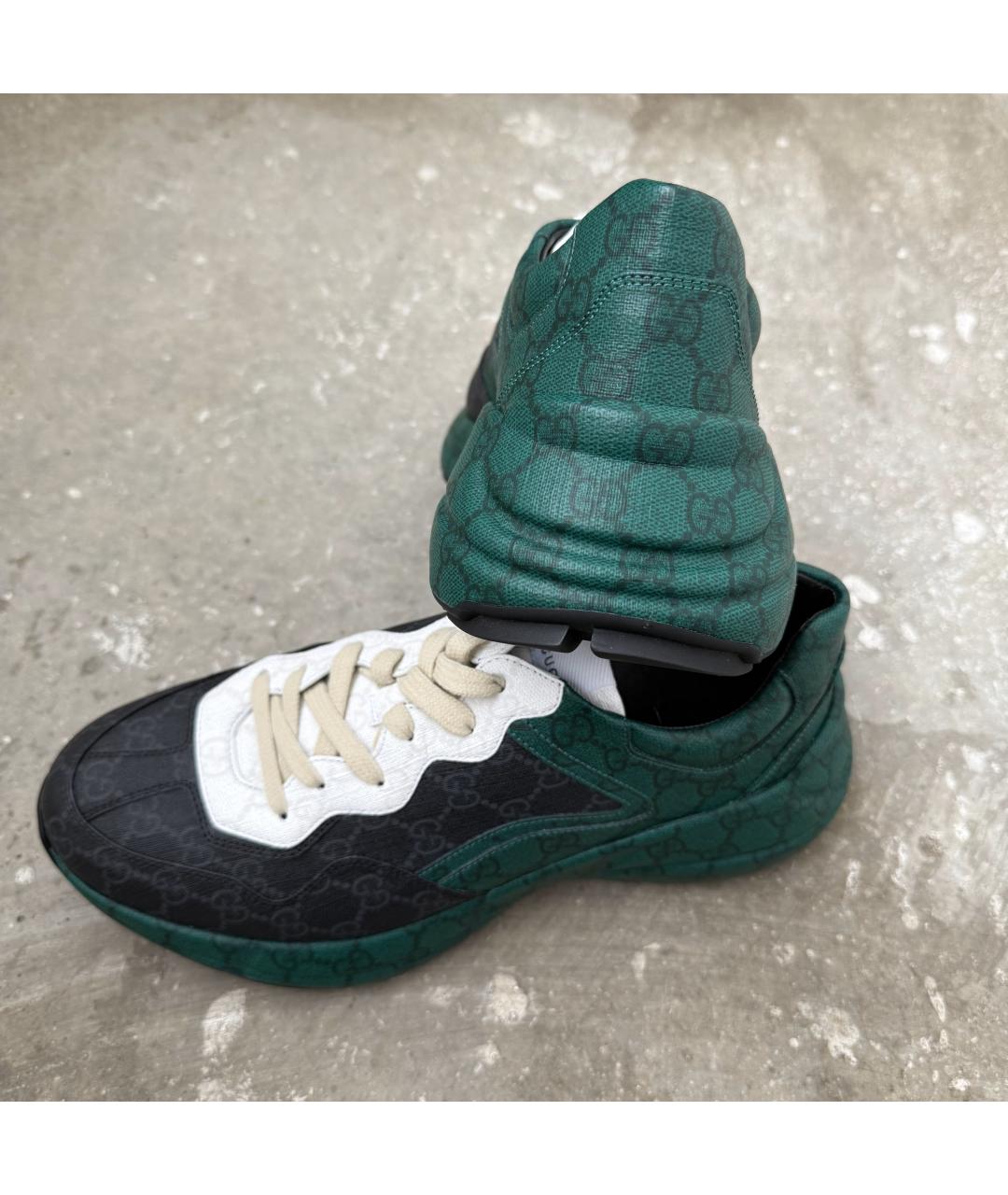 GUCCI Зеленые кожаные низкие кроссовки / кеды, фото 4