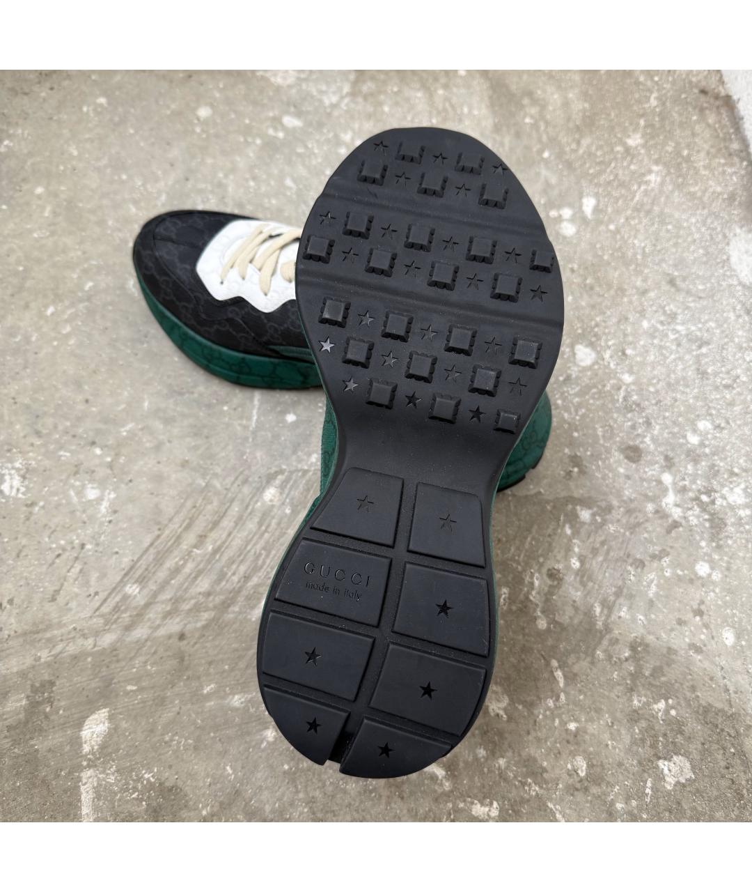 GUCCI Зеленые кожаные низкие кроссовки / кеды, фото 5