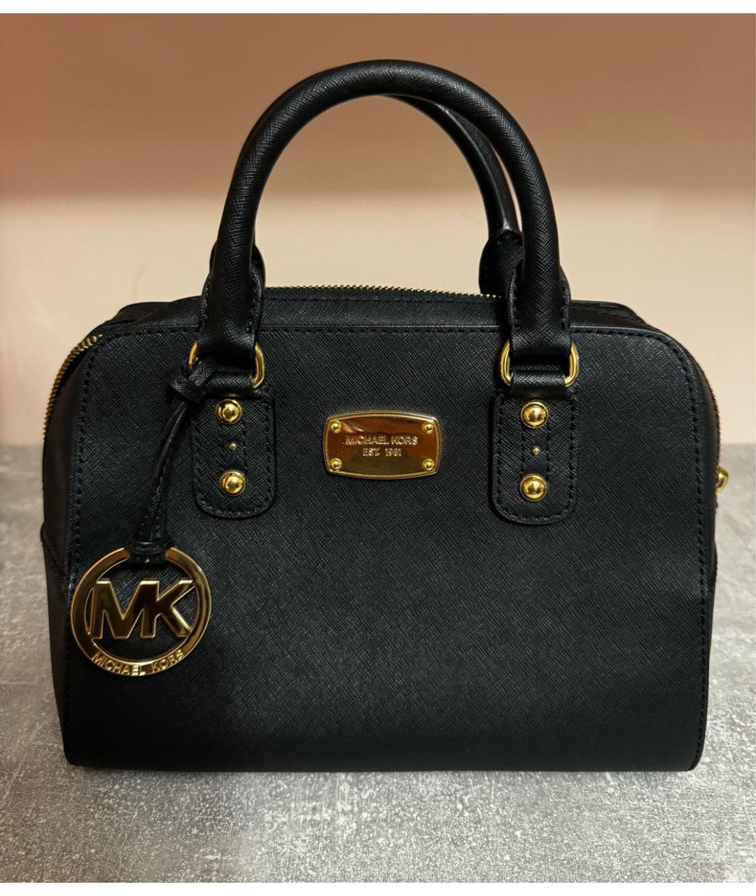 MICHAEL KORS Черная кожаная сумка с короткими ручками, фото 9