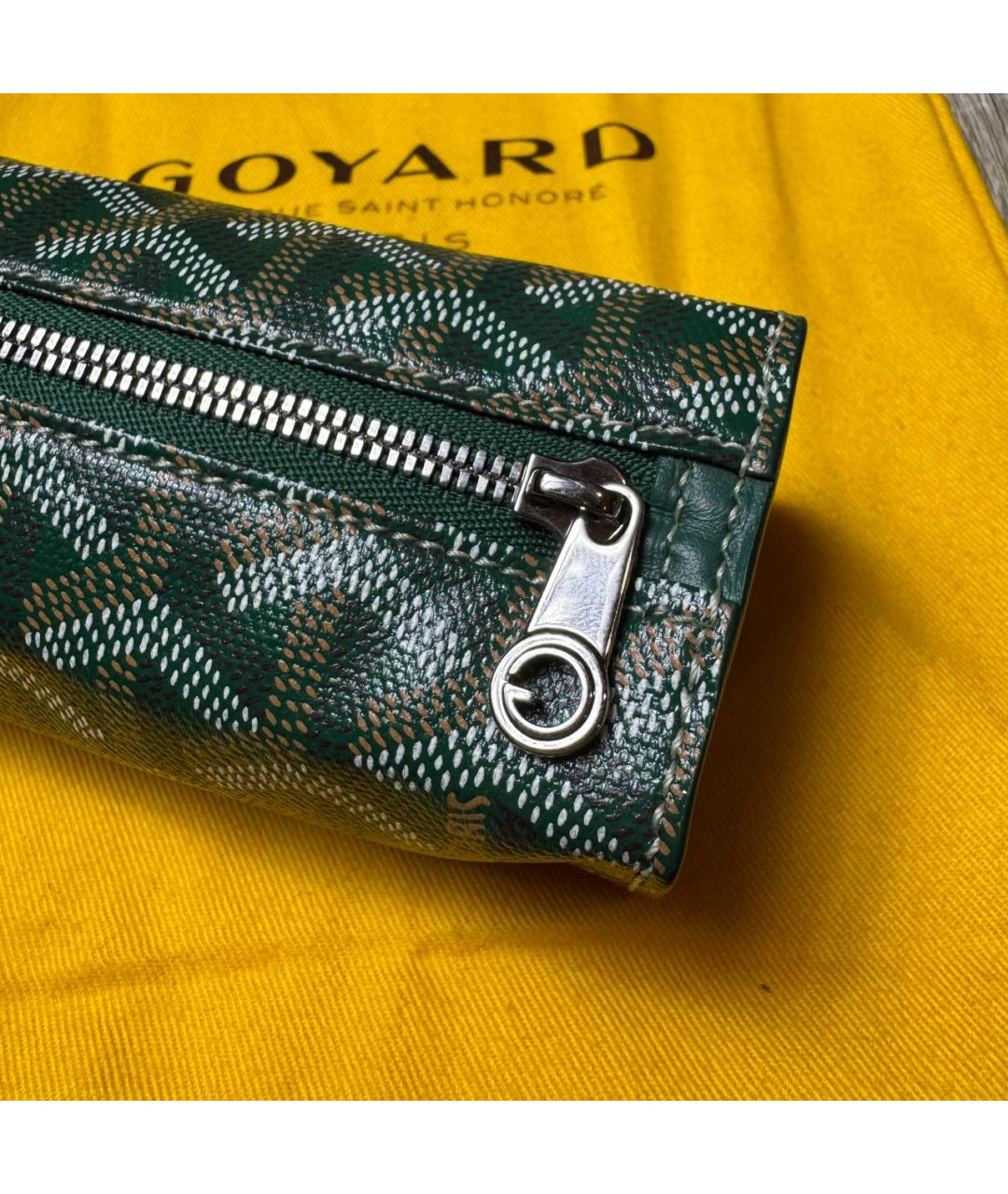 GOYARD Зеленый кожаный кошелек, фото 8