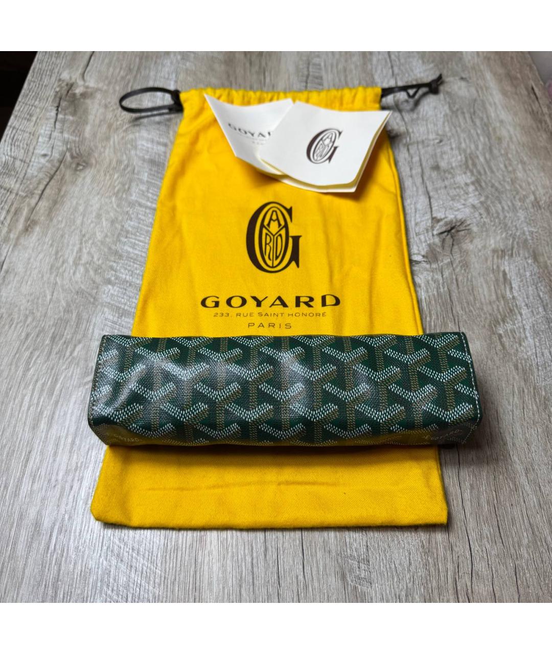 GOYARD Зеленый кожаный кошелек, фото 5