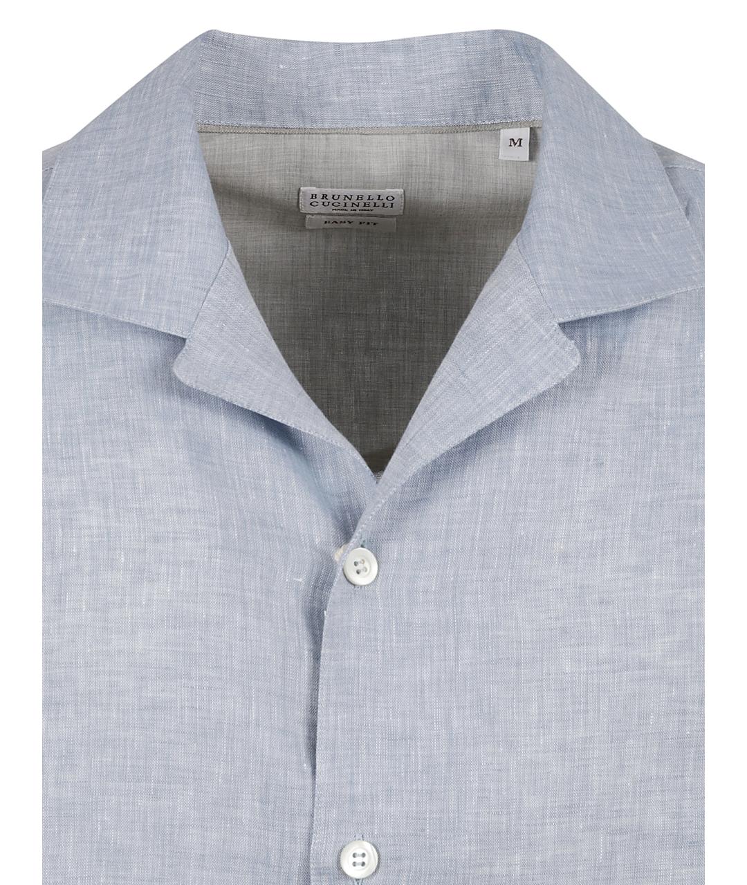 BRUNELLO CUCINELLI Голубая кэжуал рубашка, фото 3