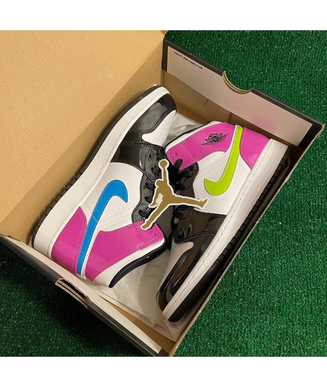 JORDAN Фуксия кроссовки из лакированной кожи, фото 3