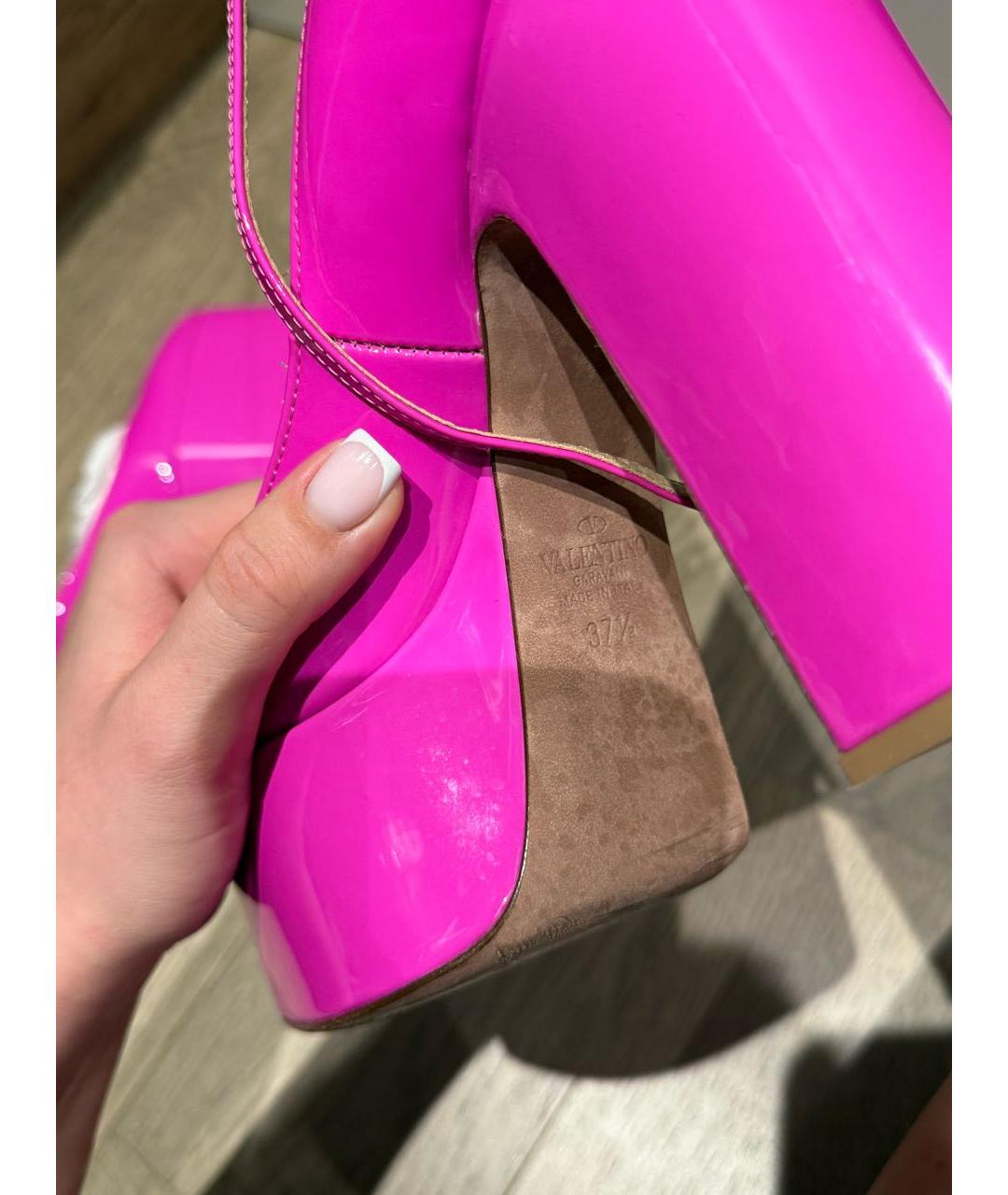 VALENTINO Фуксия кожаные туфли, фото 9