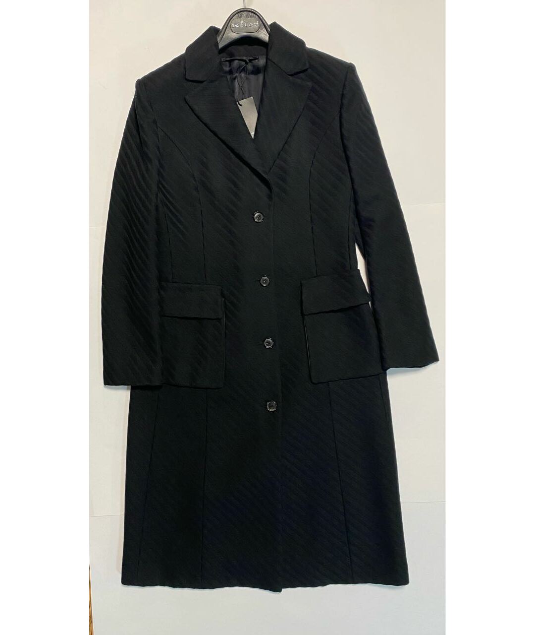KITON Черное шерстяное пальто, фото 9