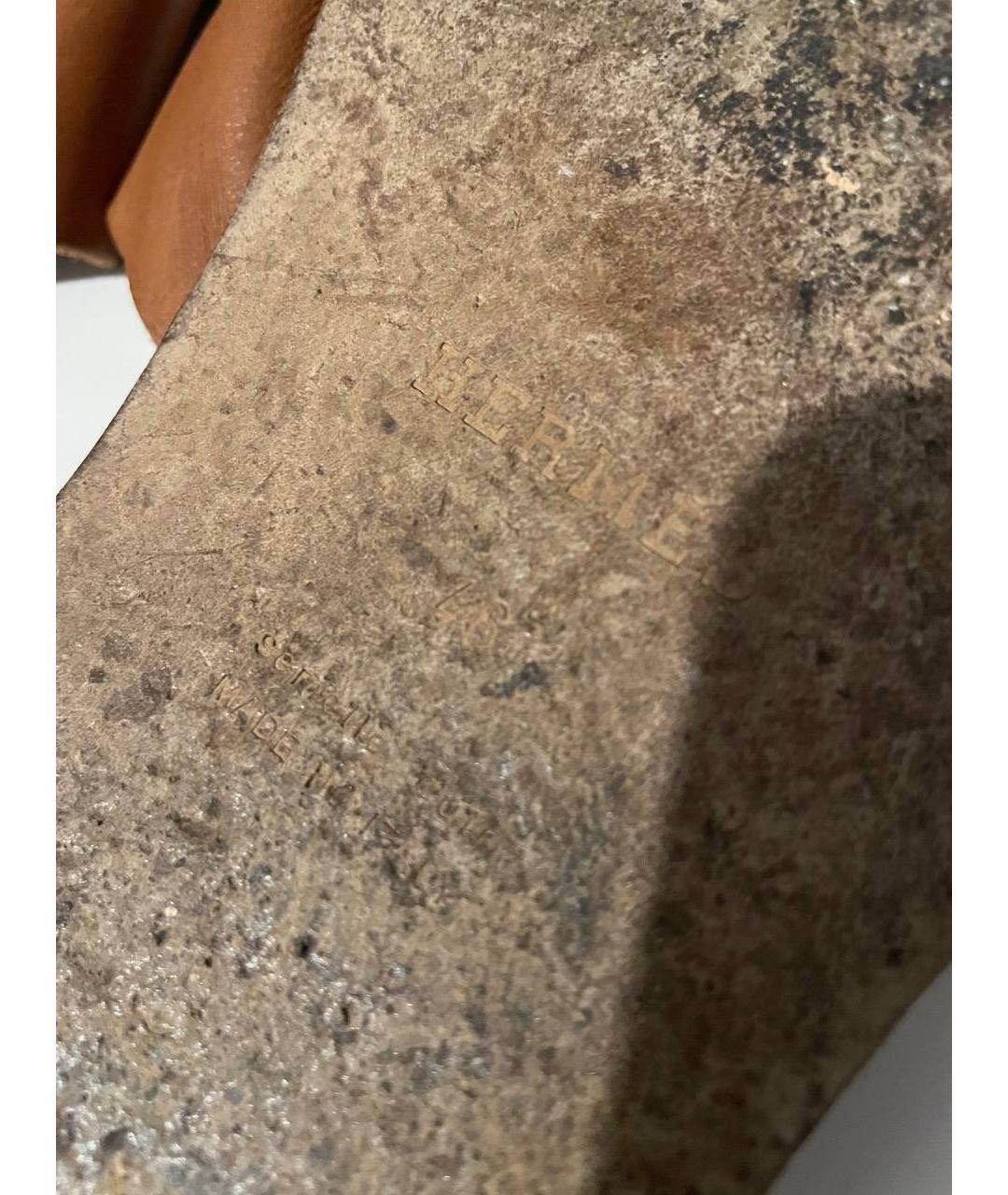 HERMES Коричневые кожаные шлепанцы, фото 6