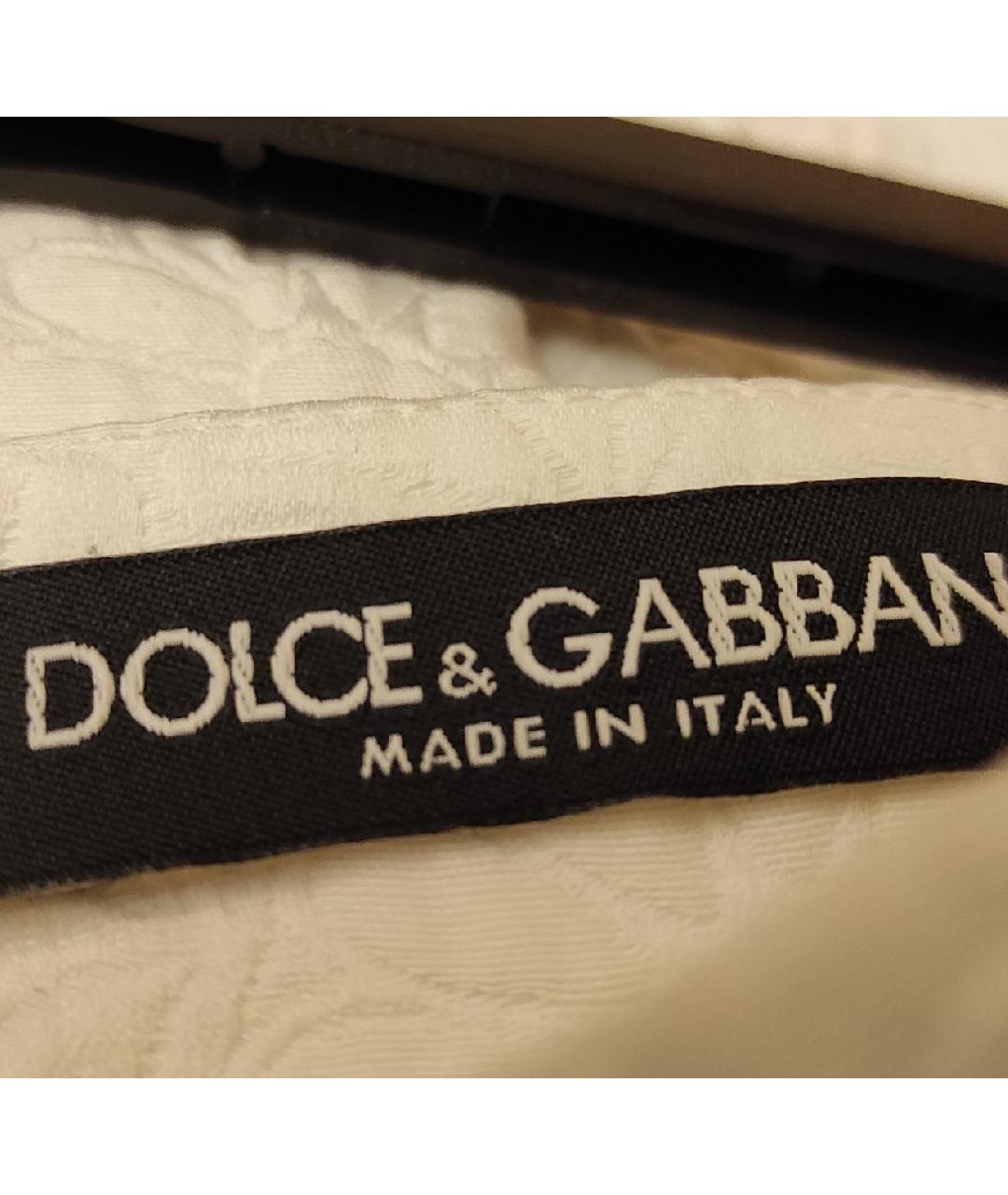 DOLCE&GABBANA Белая хлопко-эластановая юбка миди, фото 3