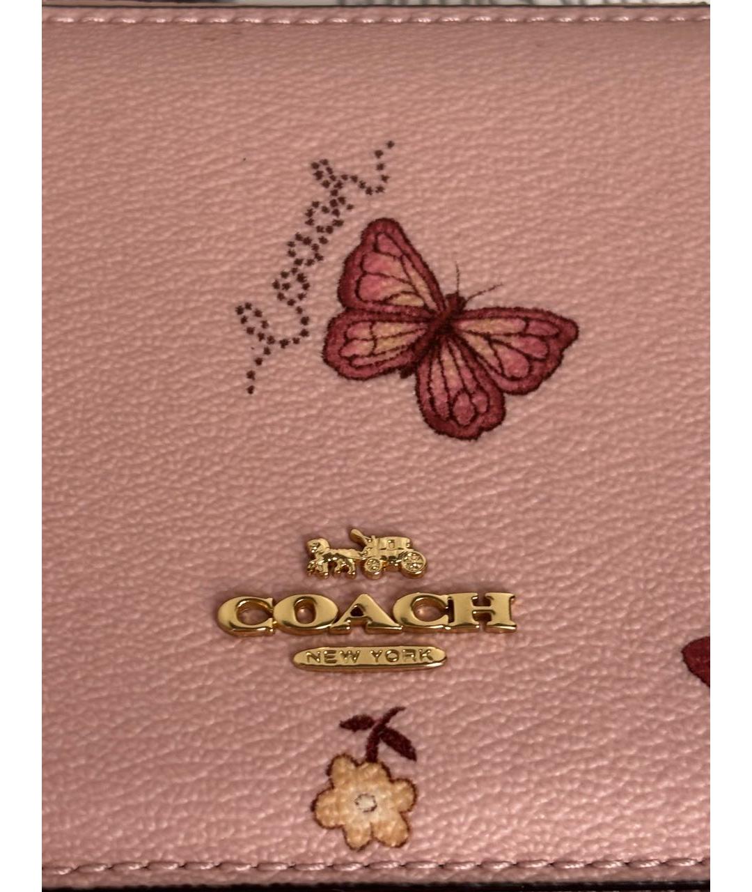 COACH Розовая кожаная косметичка, фото 6