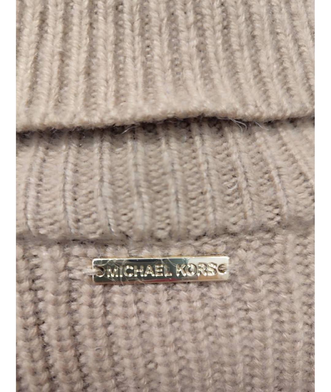 MICHAEL MICHAEL KORS Бежевое шерстяное повседневное платье, фото 5