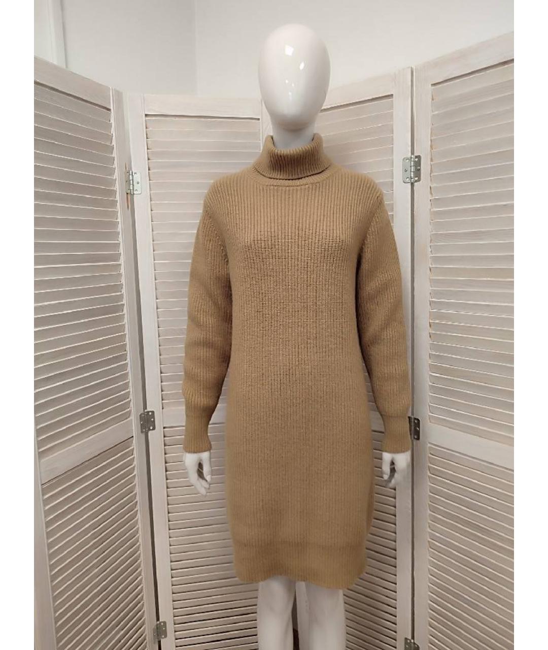 MICHAEL MICHAEL KORS Бежевое шерстяное повседневное платье, фото 9