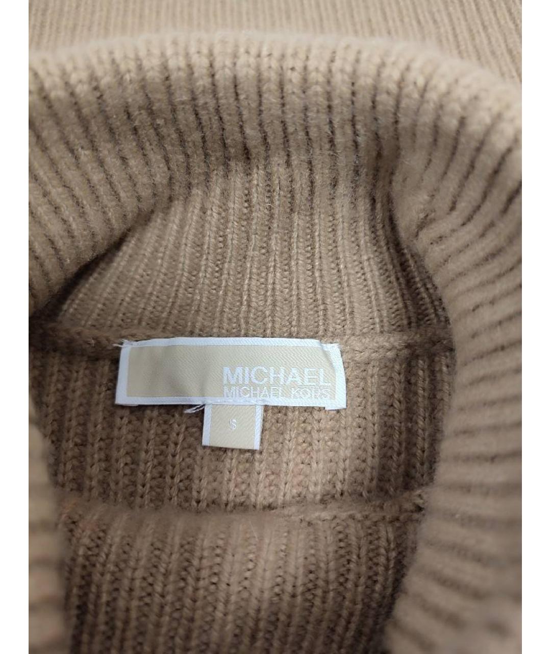 MICHAEL MICHAEL KORS Бежевое шерстяное повседневное платье, фото 3