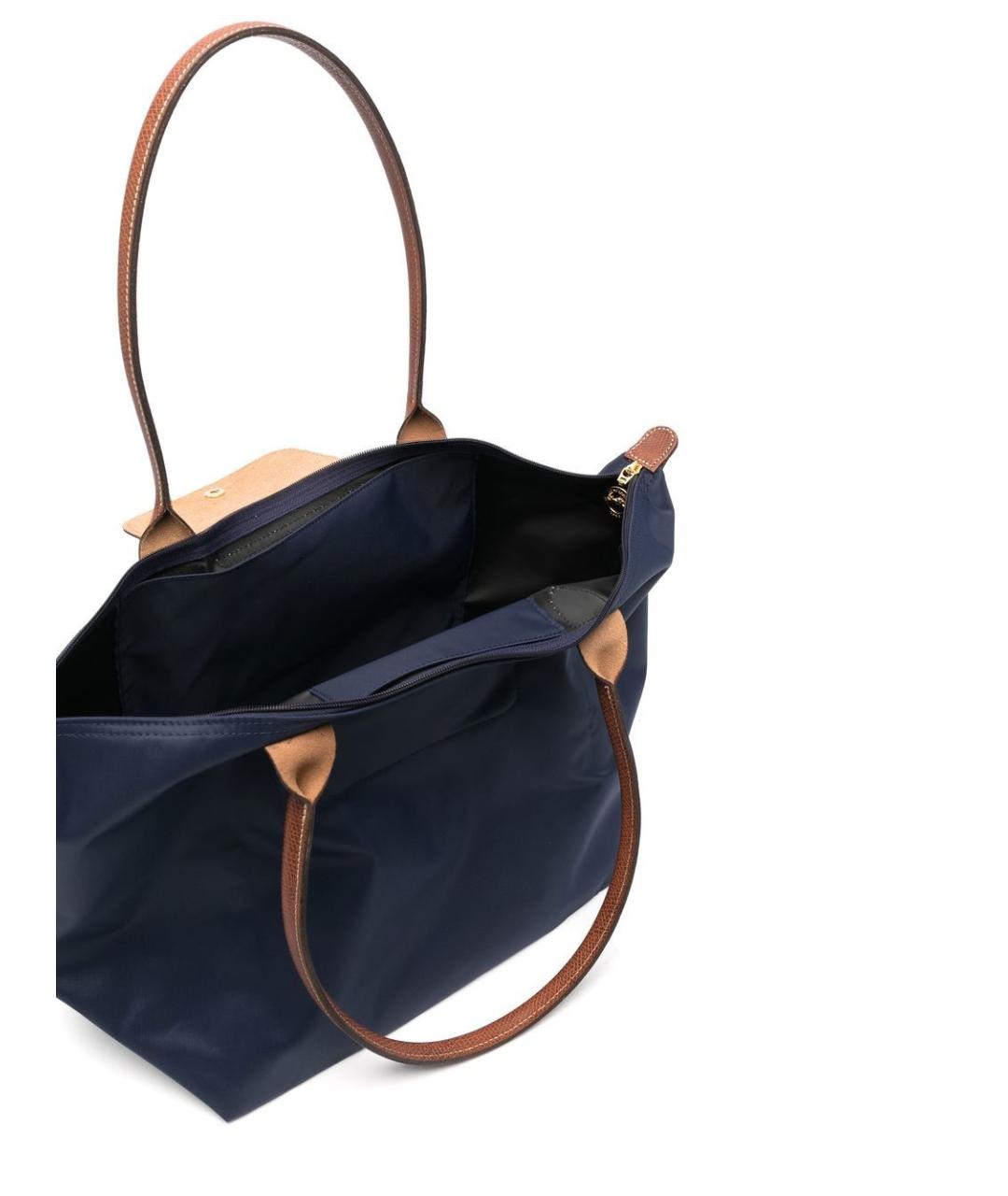 LONGCHAMP Темно-синяя синтетическая сумка тоут, фото 5