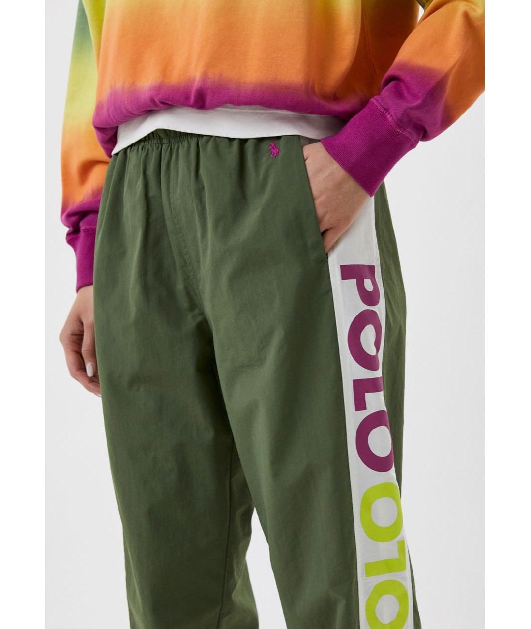 POLO RALPH LAUREN Зеленые полиэстеровые прямые брюки, фото 2