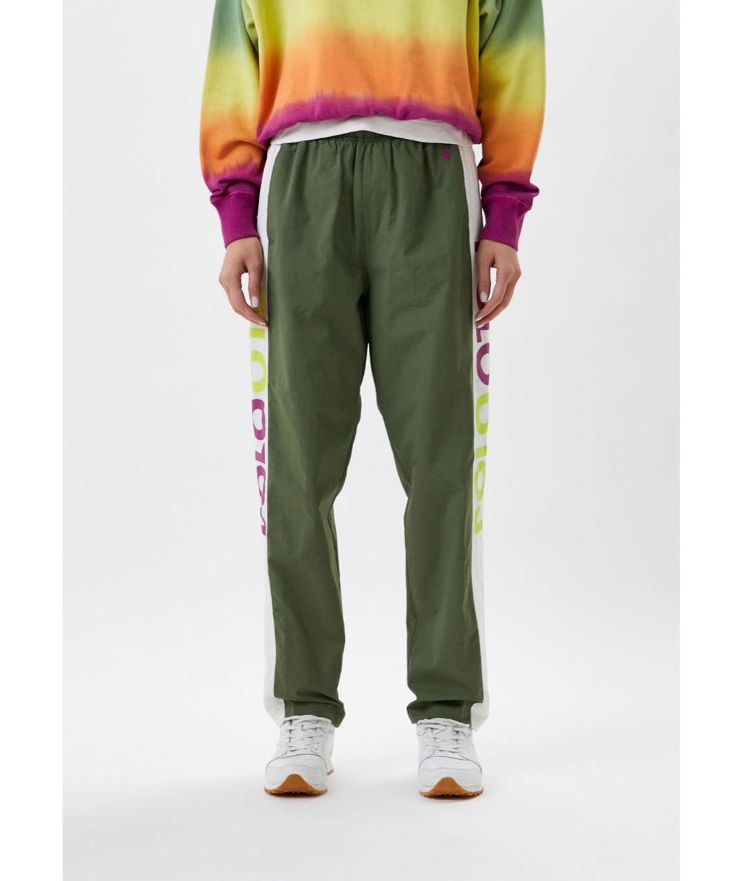 POLO RALPH LAUREN Зеленые полиэстеровые прямые брюки, фото 3