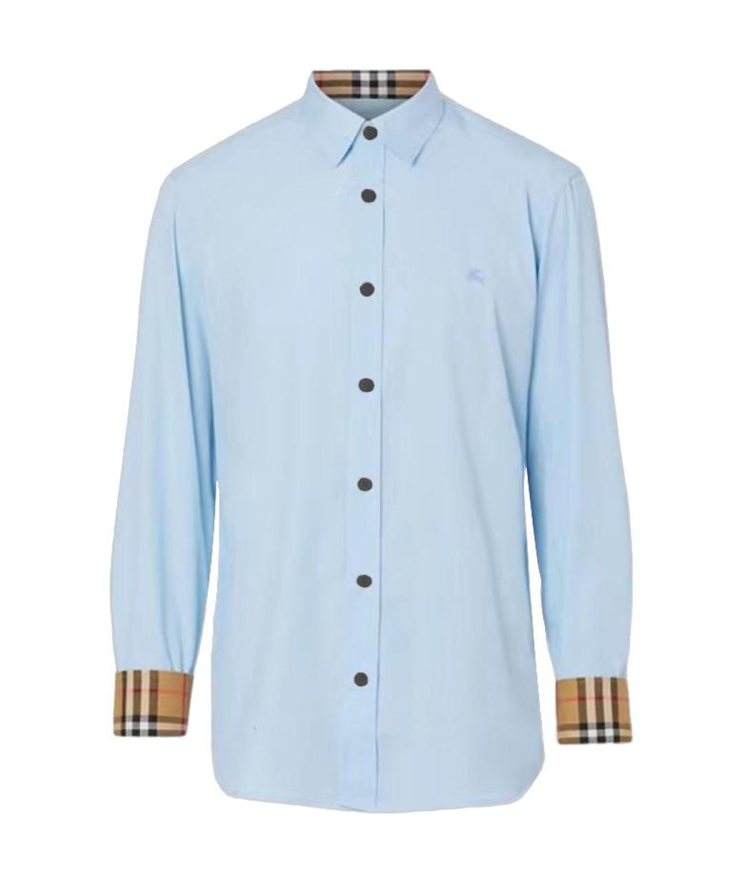 BURBERRY Голубая хлопковая кэжуал рубашка, фото 2