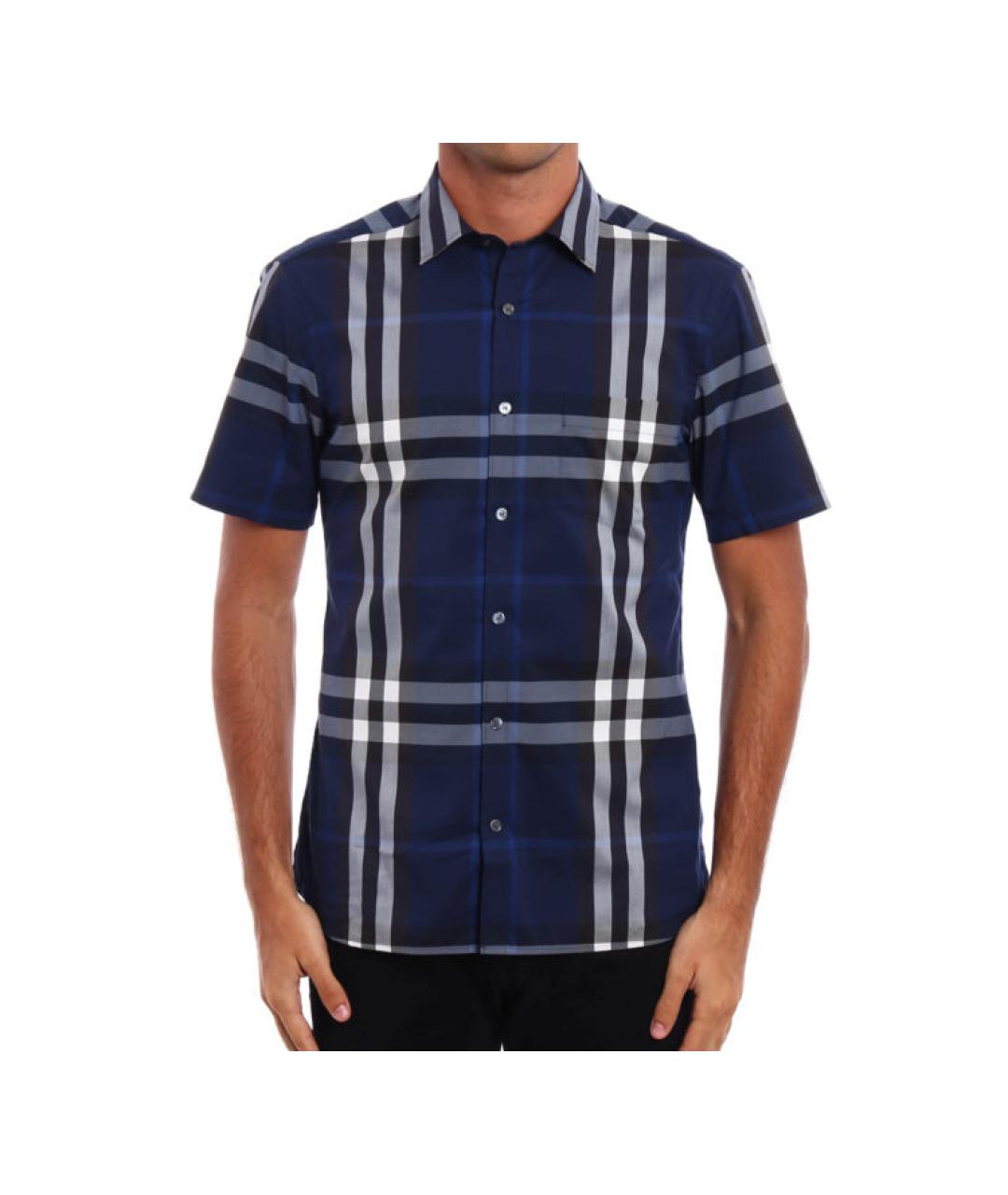 BURBERRY Темно-синяя хлопковая кэжуал рубашка, фото 3