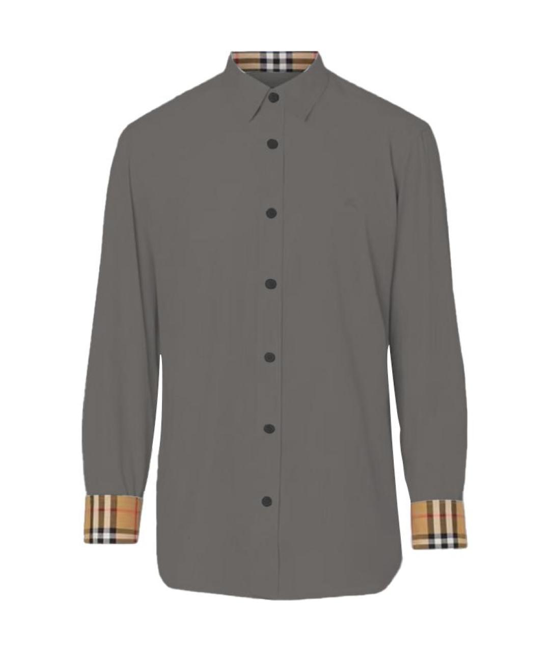 BURBERRY Серая хлопковая кэжуал рубашка, фото 2