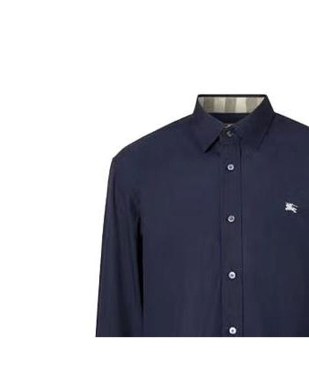 BURBERRY Темно-синяя хлопковая кэжуал рубашка, фото 2