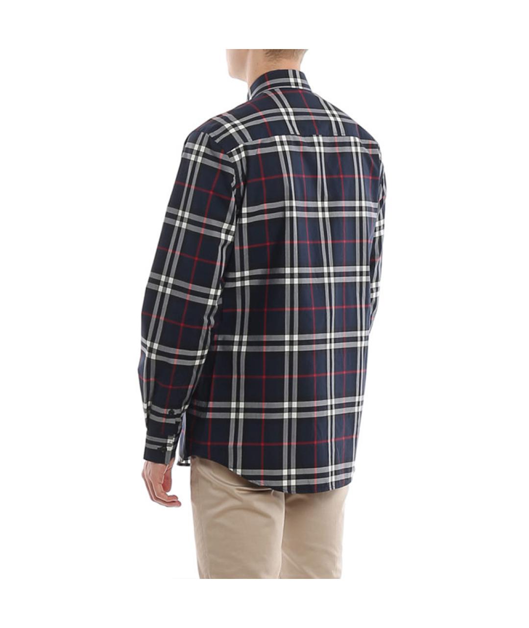 BURBERRY Темно-синяя хлопковая кэжуал рубашка, фото 5