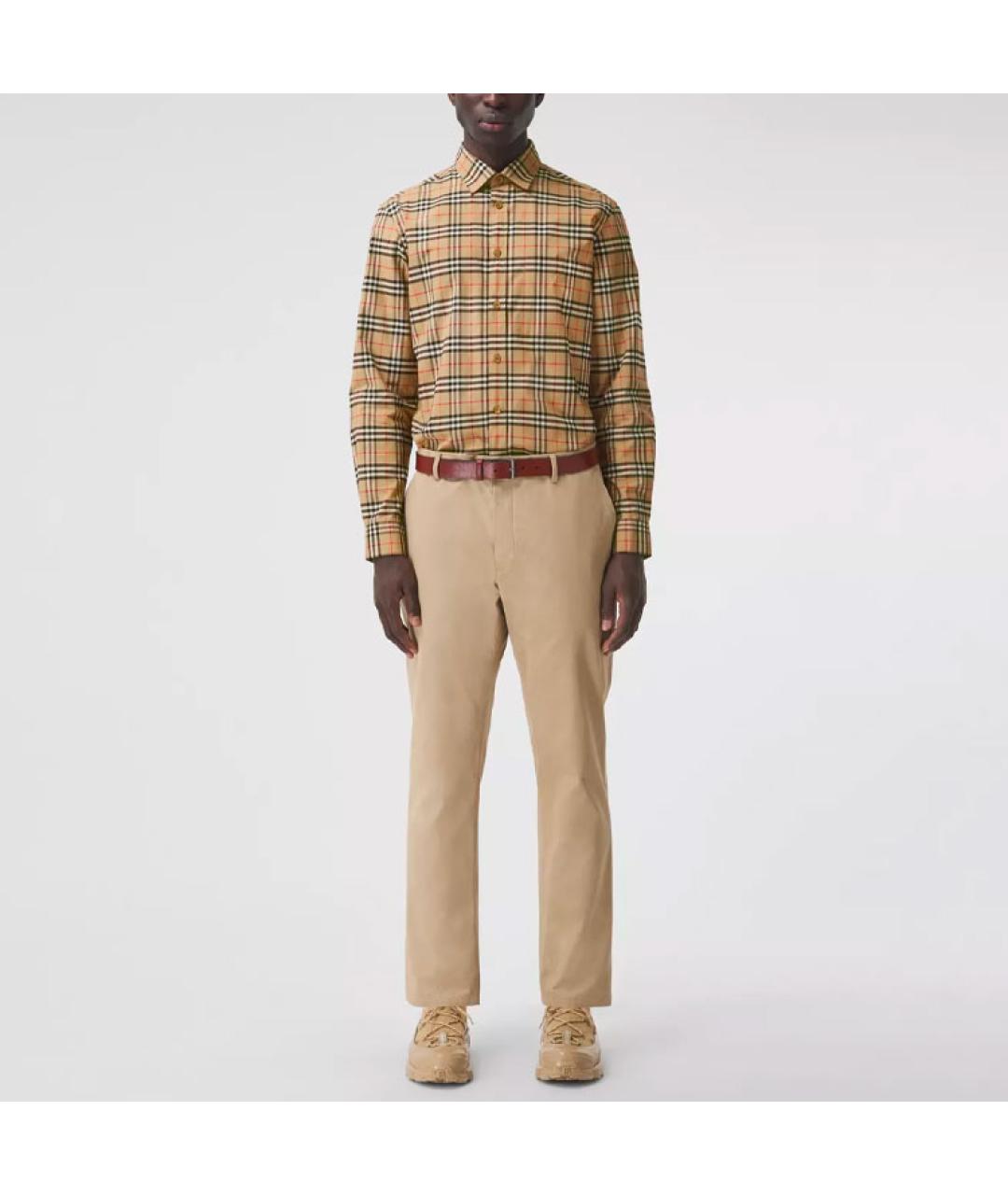 BURBERRY Бежевая хлопковая кэжуал рубашка, фото 3