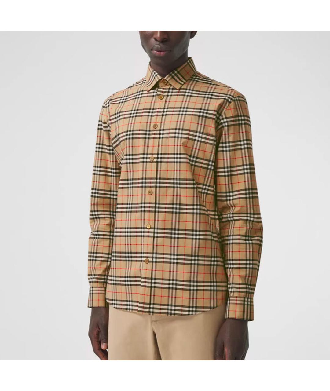 BURBERRY Бежевая хлопковая кэжуал рубашка, фото 4