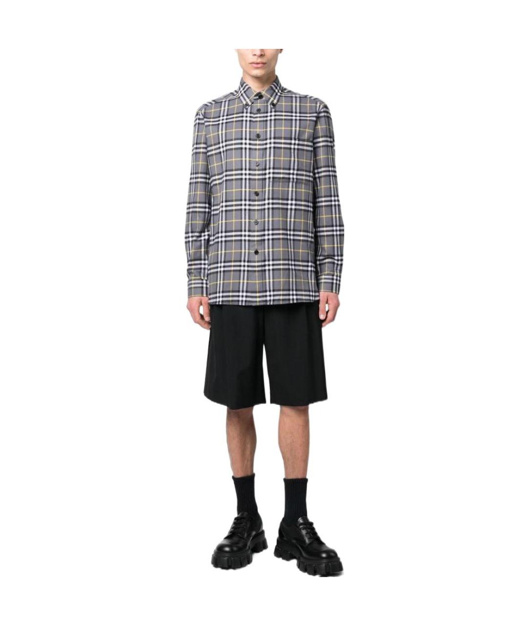 BURBERRY Серая хлопковая кэжуал рубашка, фото 2