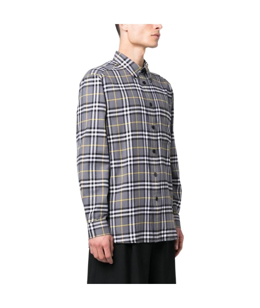 BURBERRY Серая хлопковая кэжуал рубашка, фото 4