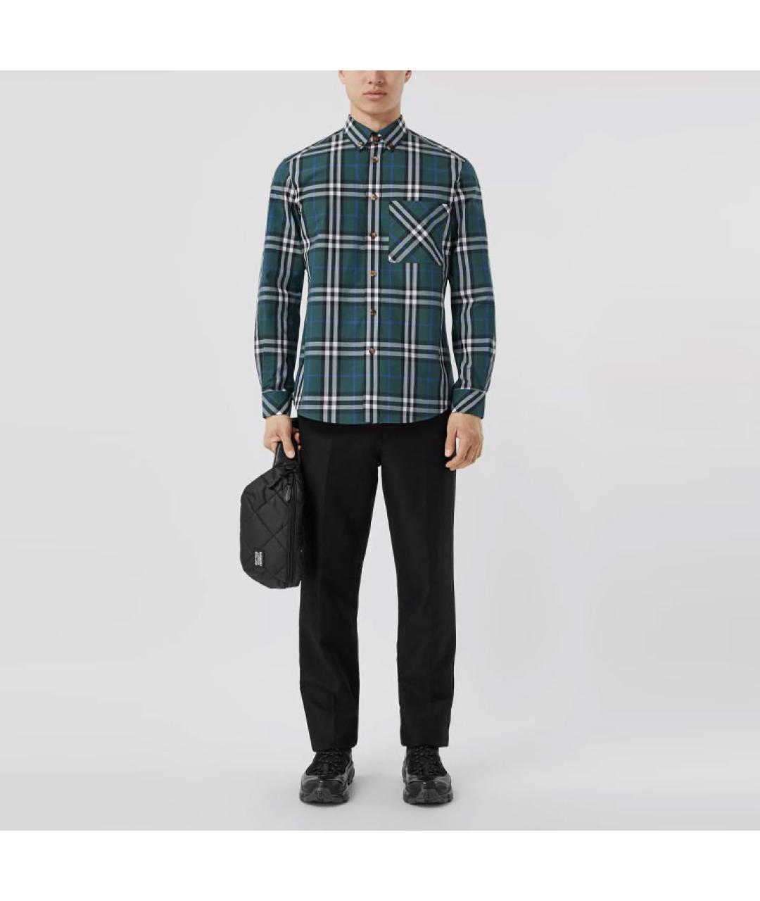 BURBERRY Зеленая хлопковая кэжуал рубашка, фото 4