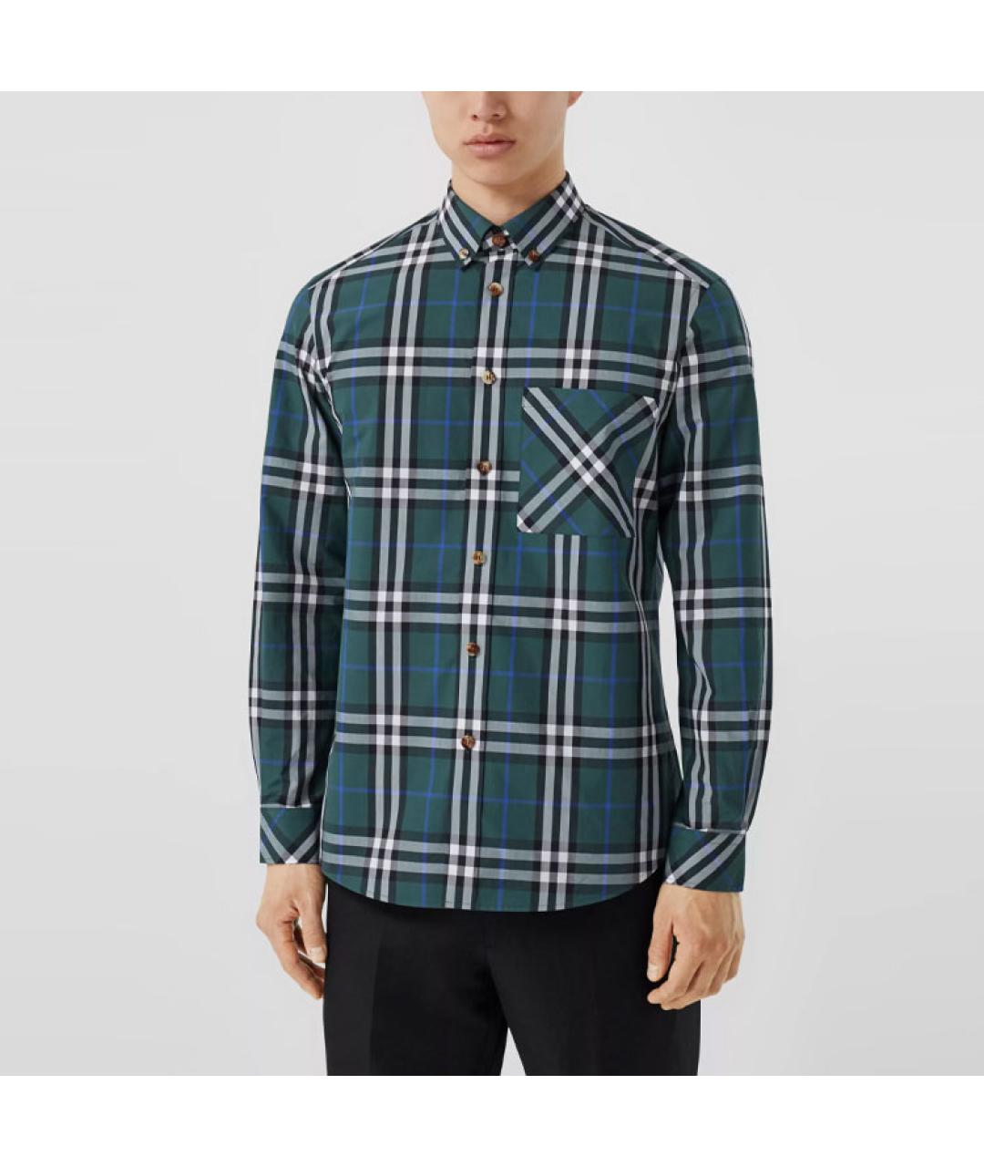 BURBERRY Зеленая хлопковая кэжуал рубашка, фото 2