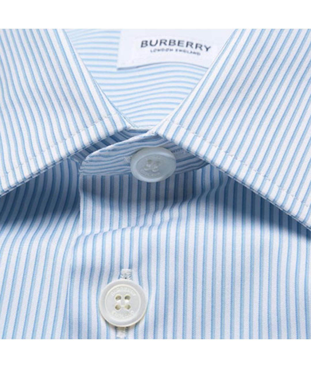 BURBERRY Голубая хлопковая классическая рубашка, фото 4