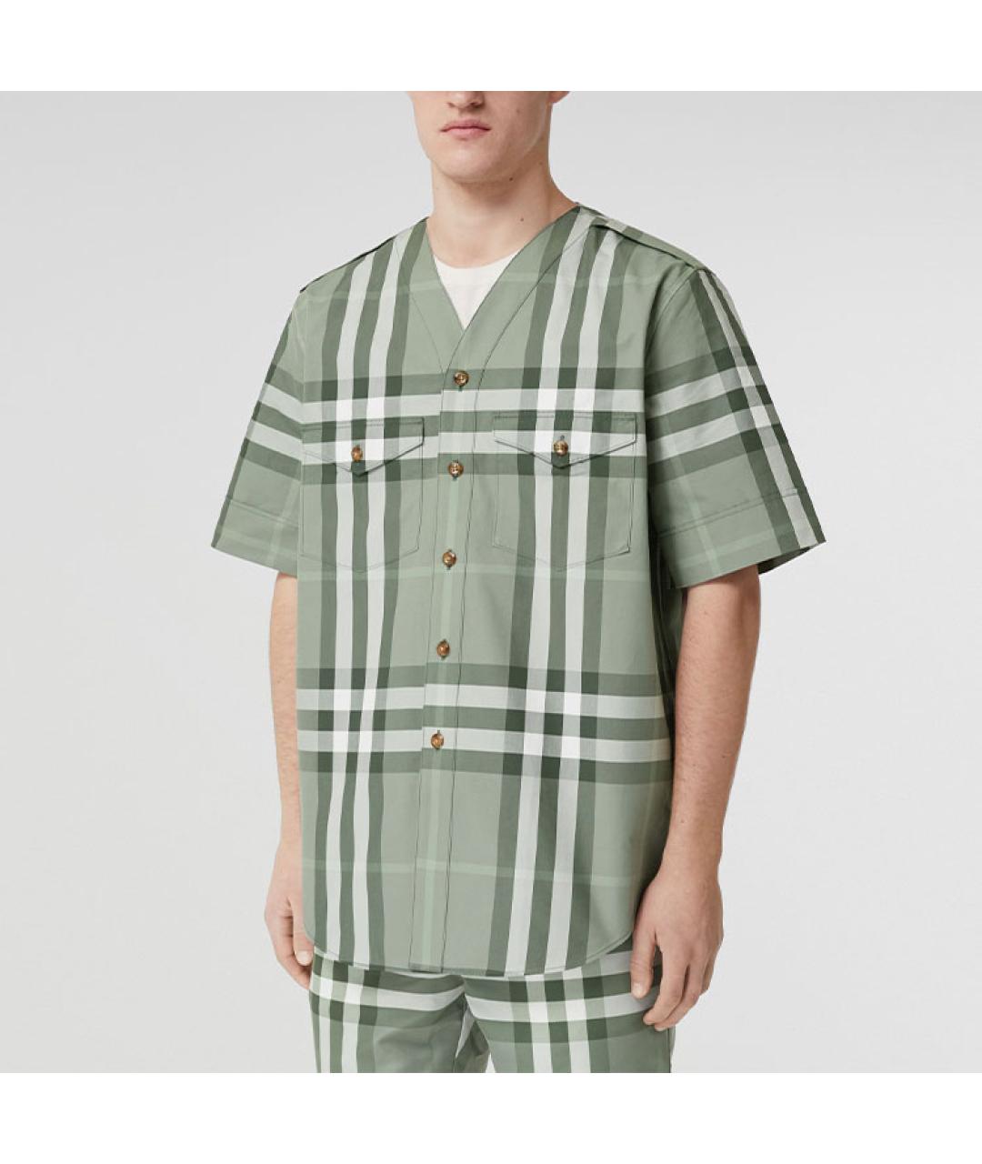 BURBERRY Салатовая хлопковая кэжуал рубашка, фото 3